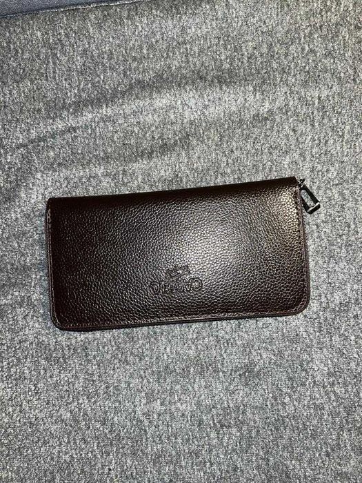 Carteira Pochete Clutch Unisexo Couro PU Castanha c/ Fecho Zipper NOVA