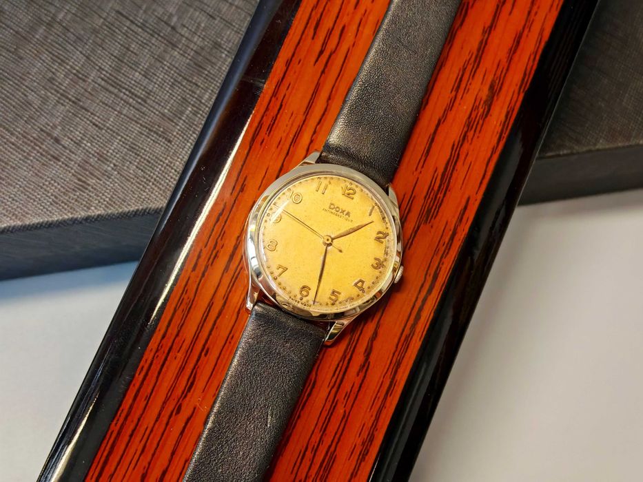 Złoty Zegarek Doxa Antimagnetique 585 14K Mechaniczny 39 mm Duża linia