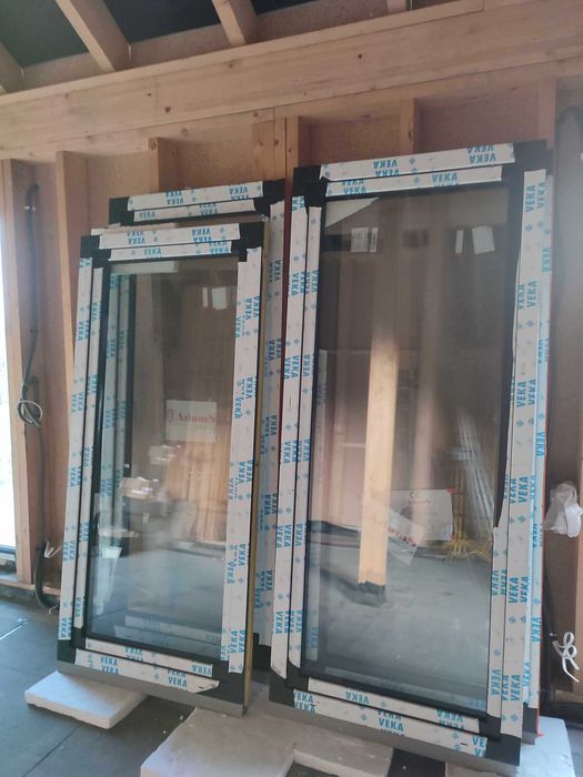 Okno Balkonowe PCV PVC VEKA SL82 1000 x 2300 Jet Black Czarne