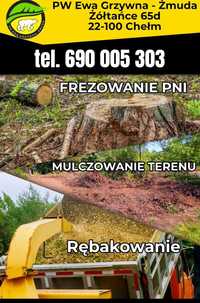 usługa frezowanie, mulczowanie, rębakowanie