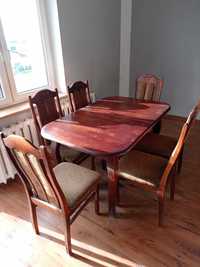 Rozkładany stół + 6 krzeseł (do odświeżenia)