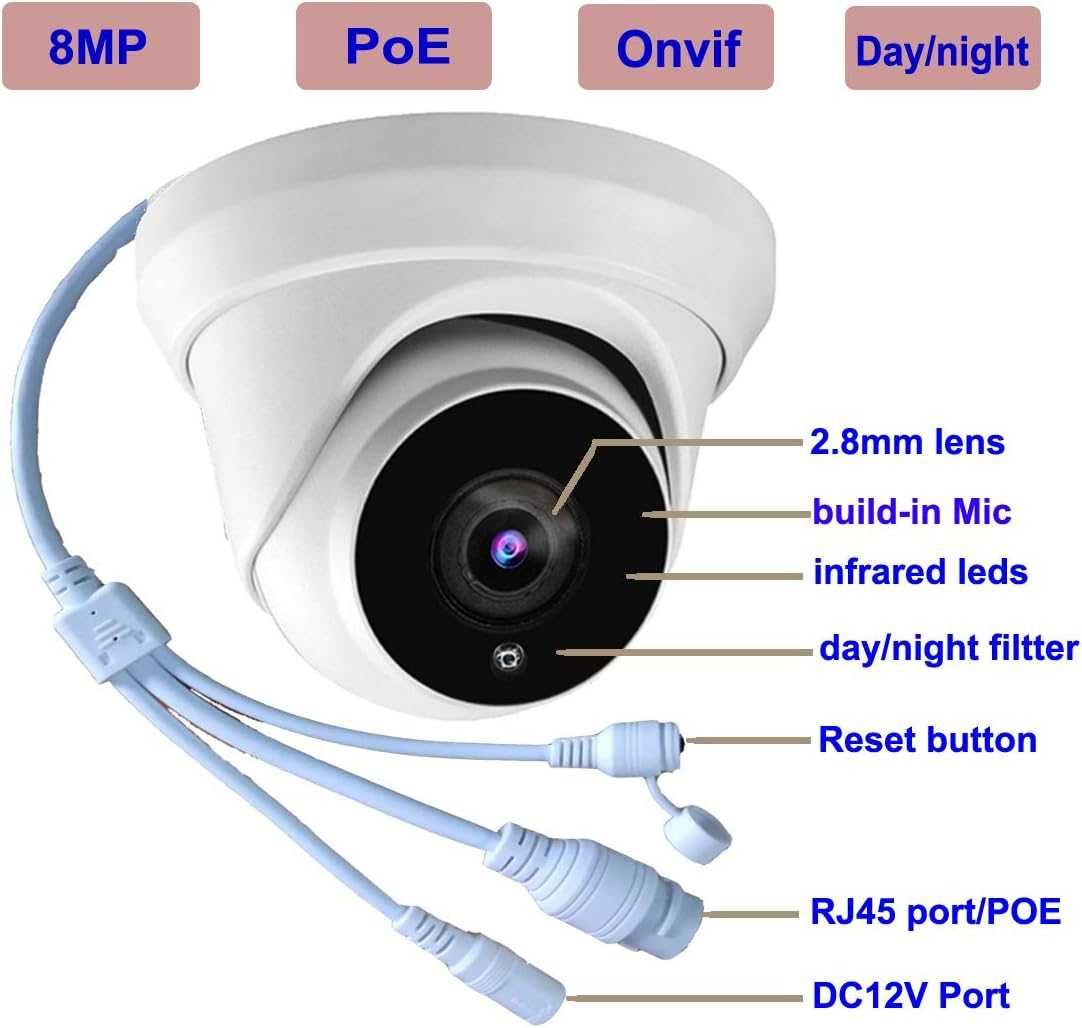 Купольні камери відеонагляду NightKing 8MP PoE 20 кадрів в секунду 8CH