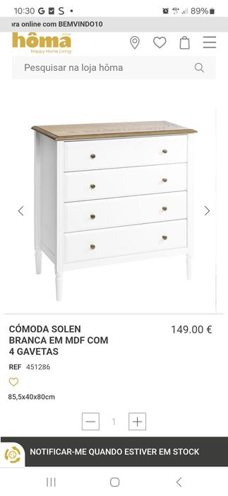 Vendo comoda de 4 gavetas Hôma