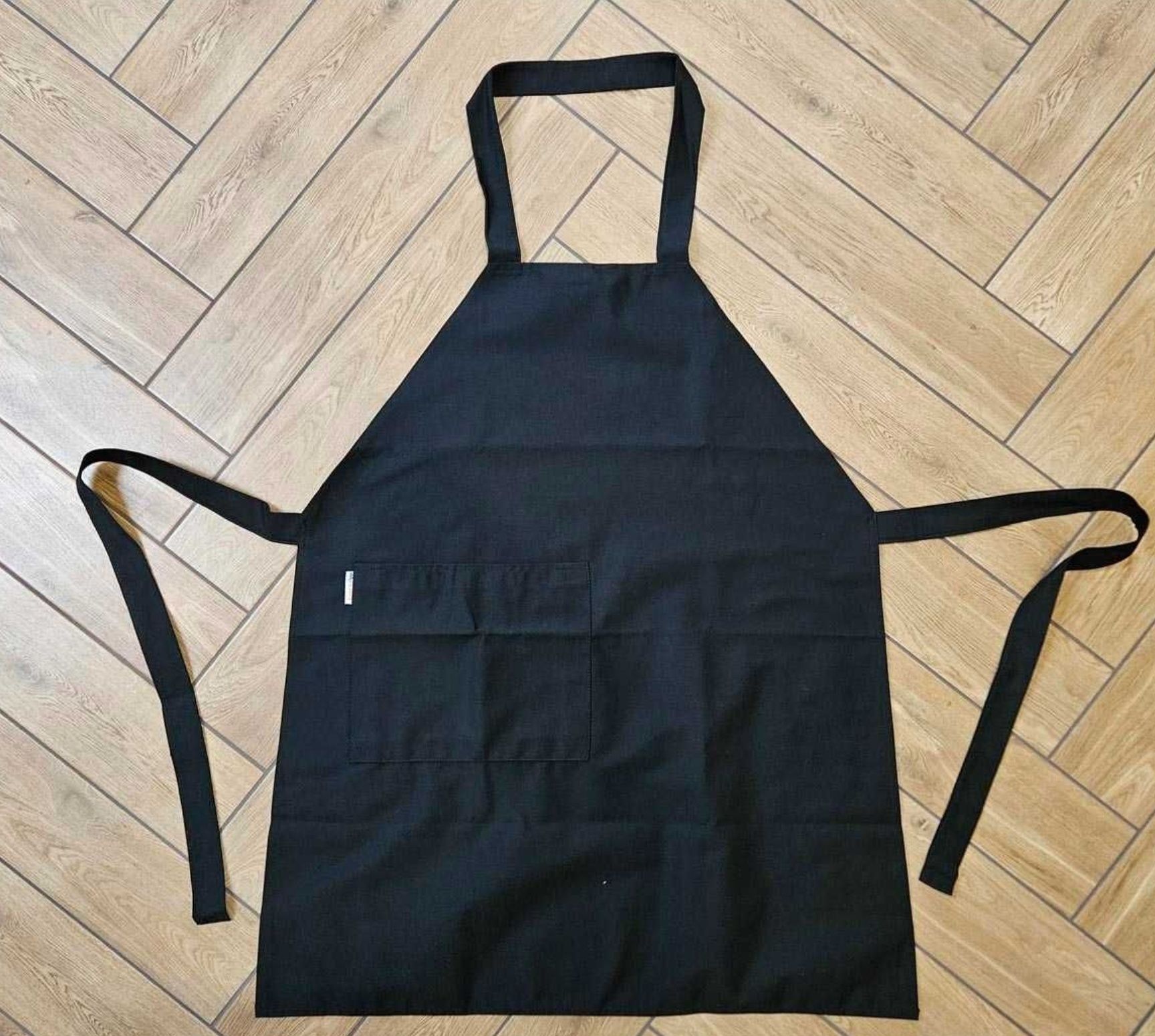 Fartusz kucharski na szyję, wiązany, czarny 75 cm - na grilla