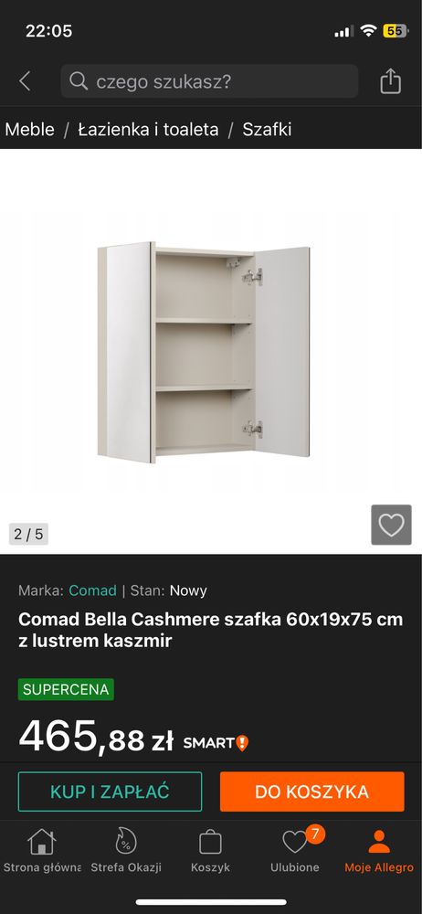 Szafka łazienkowa wisząca kolor kaszmir