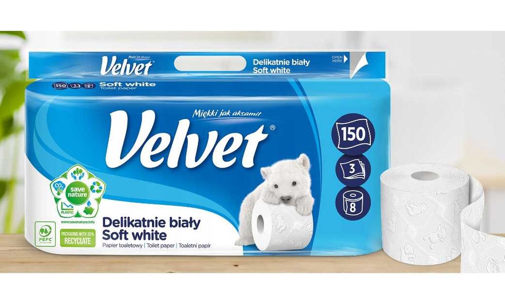 Papier toaletowy Velvet Soft 120 opak (półpaleta) a'8 biały *11,90zł
