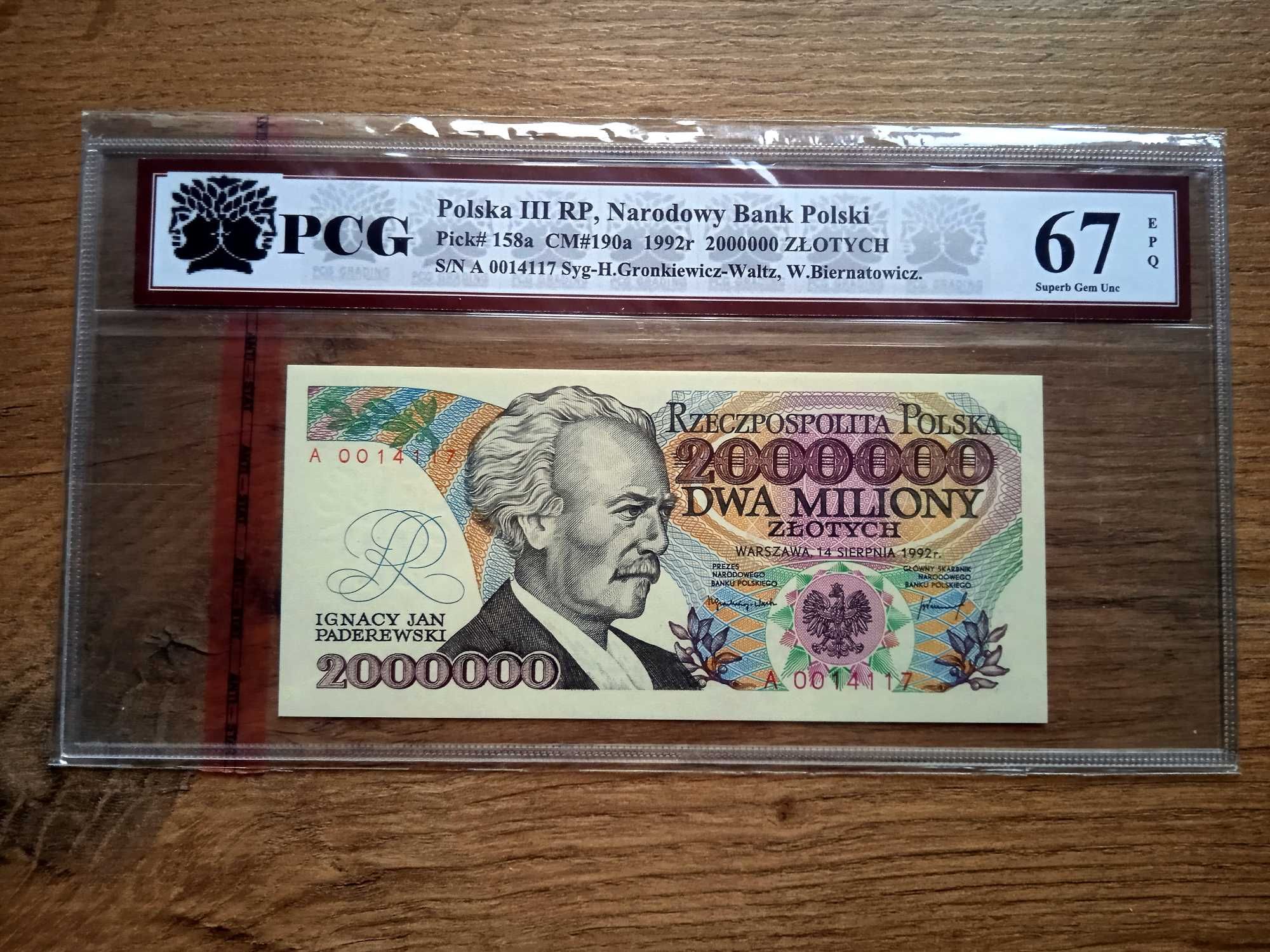 2.000000 zł  1992  A   UNC PCG  67