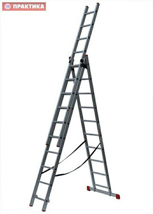 Лестница трехсекционная 3х9 Практика алюминиевая раскладная