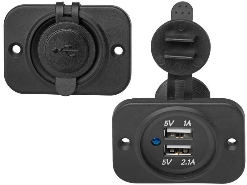 Pokładowe gniazdo zasilania USB na łódź (5 V/1 A + 5 V/2,1 A) IP65