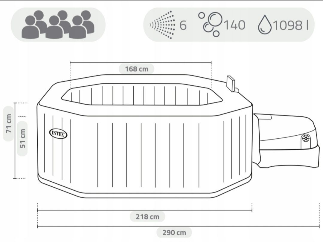 Dmuchane Spa Hydromasaż Pure Spa Intex 28462 6 osób Masaż generator