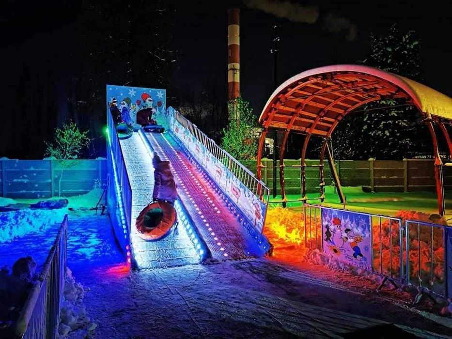 SNOW TUBING zjeżdżalnia pontonowa WYNAJEM karuzela dla dzieci żyroskop