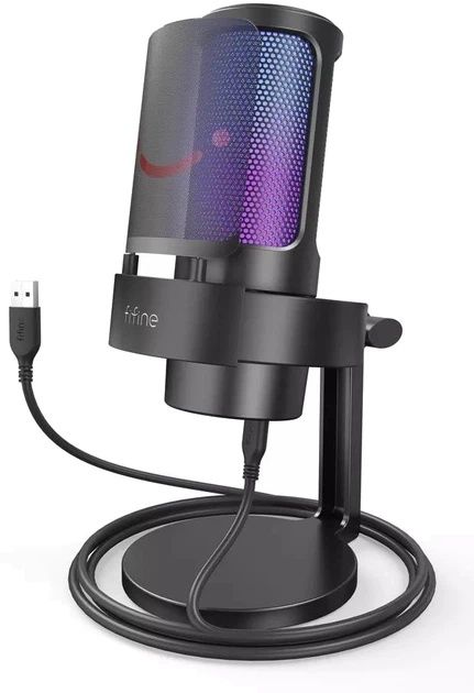 Fifine a8 микрофон для ПК стримов подкастов с Rgb и pop фильтром