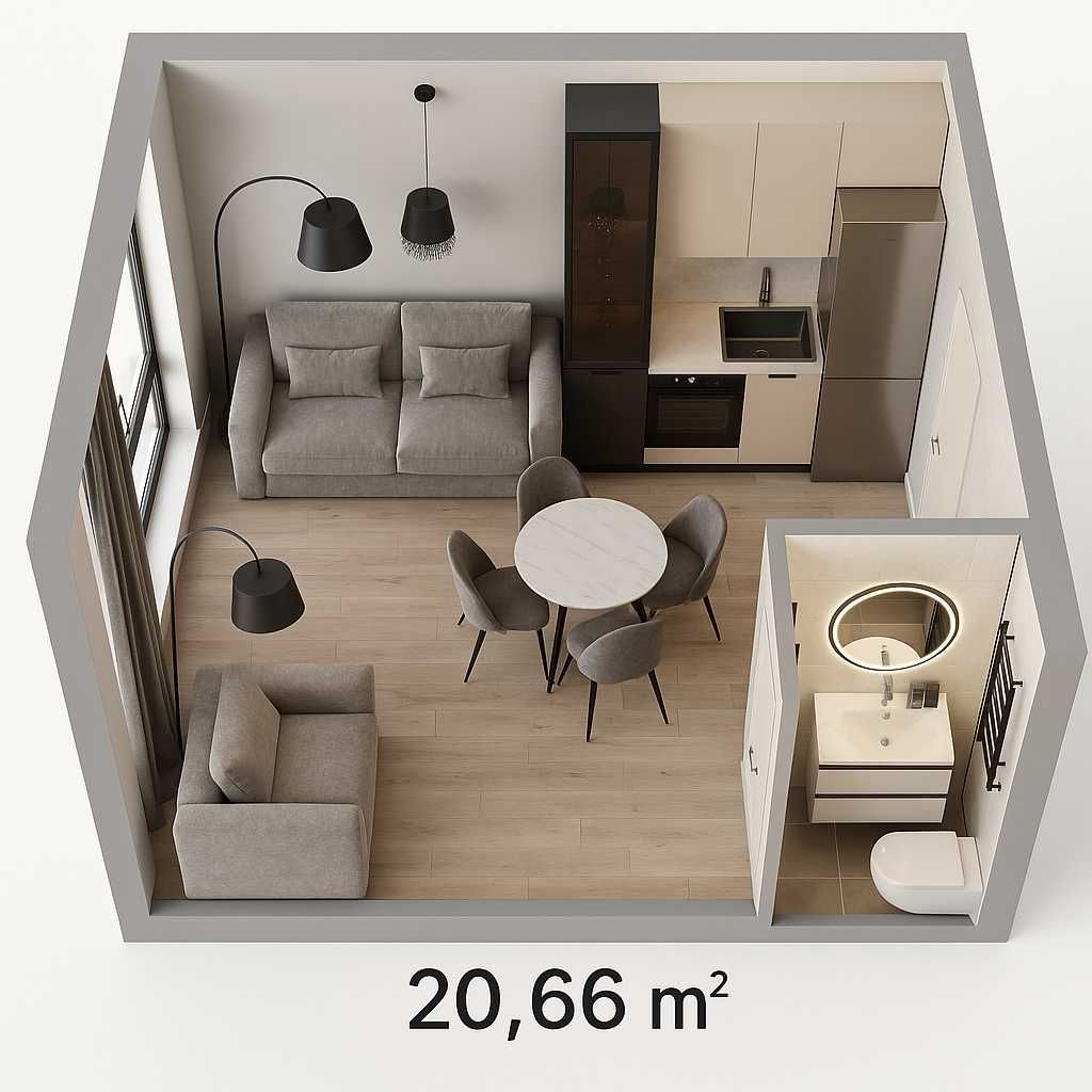 Смарт квартира 20,66 м2 Теремки 2 новубудова за 13906 $!