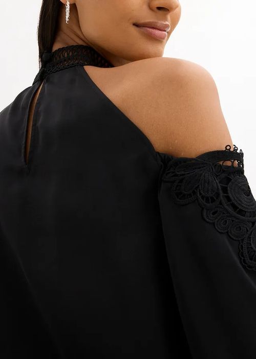 B.P.C bluzka czarna odkryte ramiona z koronką 40.
