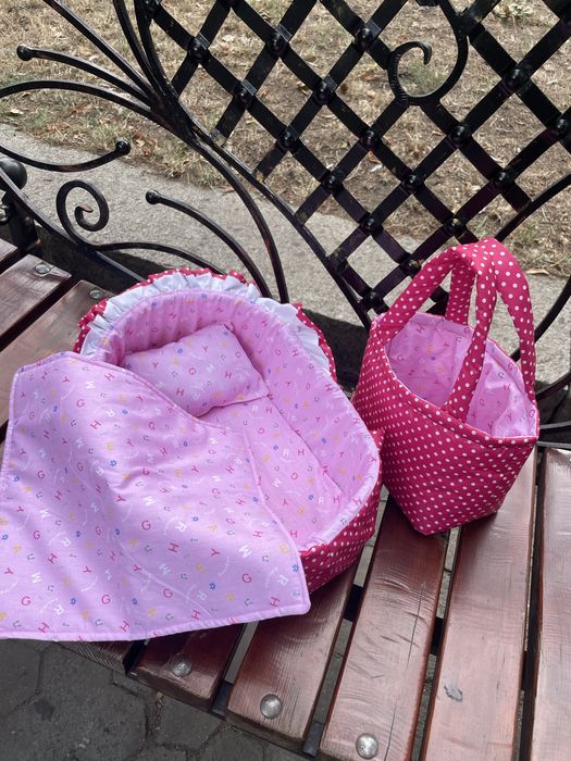 На подарунок! Колиска сумка для ляльки 30-35 см люлька ліжечко