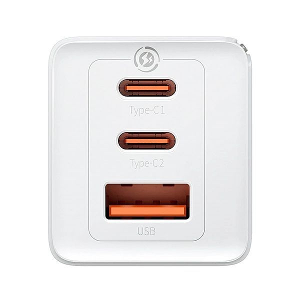 Szybka ładowarka sieciowa GaN 2xUSB C 1xUSB 65w Baseus GaN5 Pro + kabe