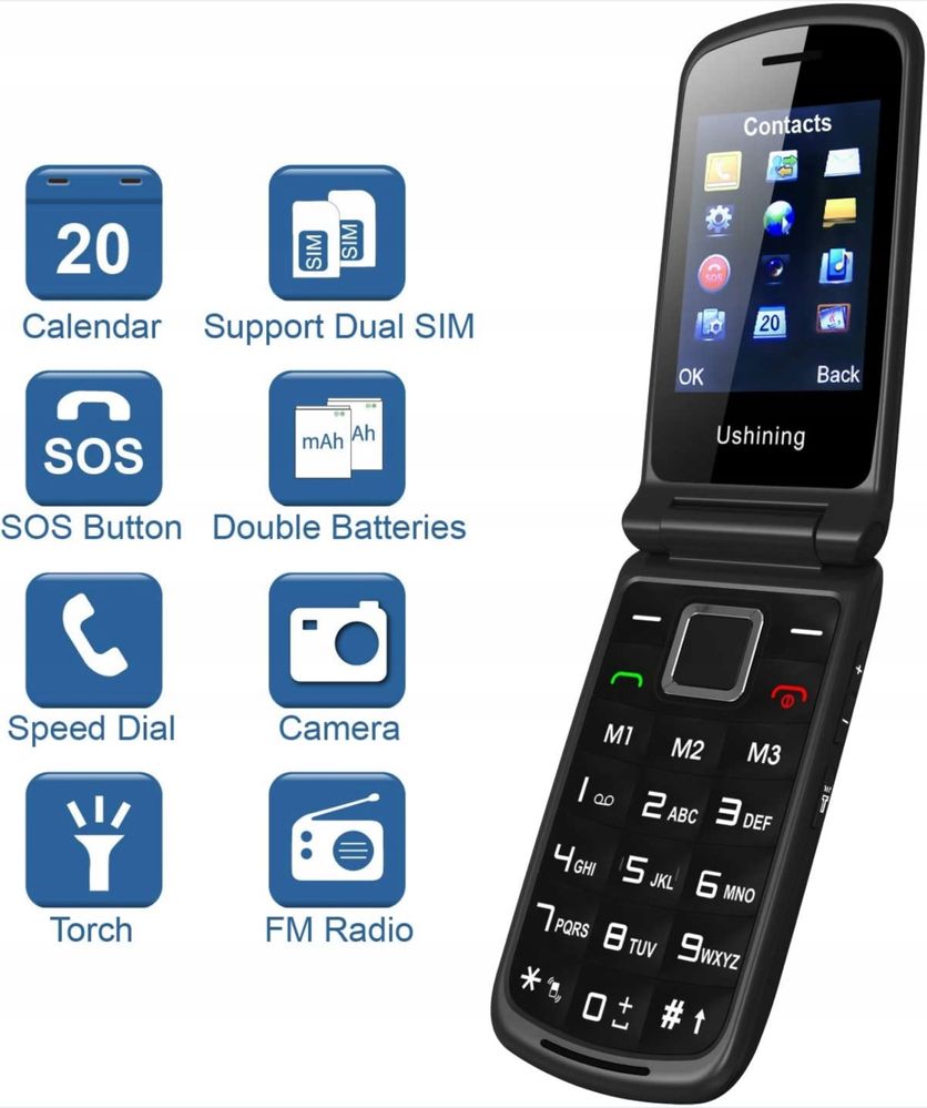 Telefon USHINING F240 z latarką i dual Sim H470
