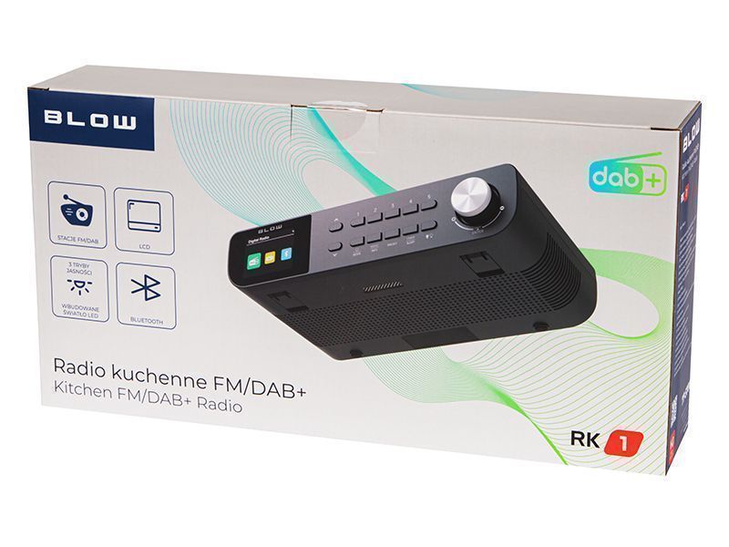 Radio kuchenne FM/DAB+ Bluetooth podszafkowe lampka LED BLOW RK1 black