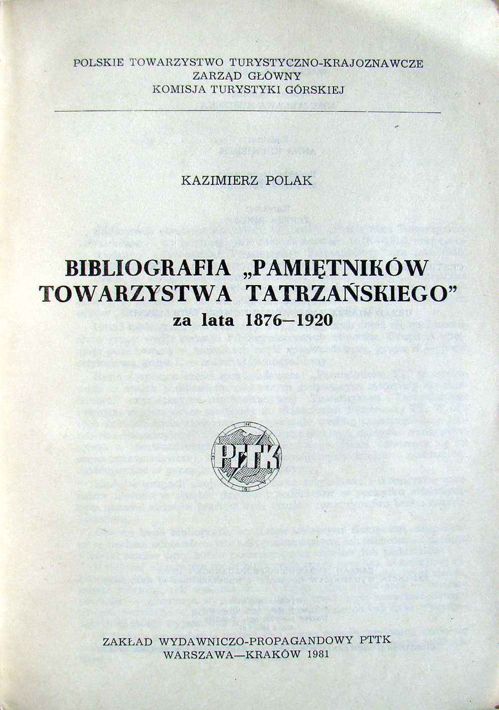 Bibliografia "Pamiętników Towarzystwa Tatrzańskiego" za lata 1886