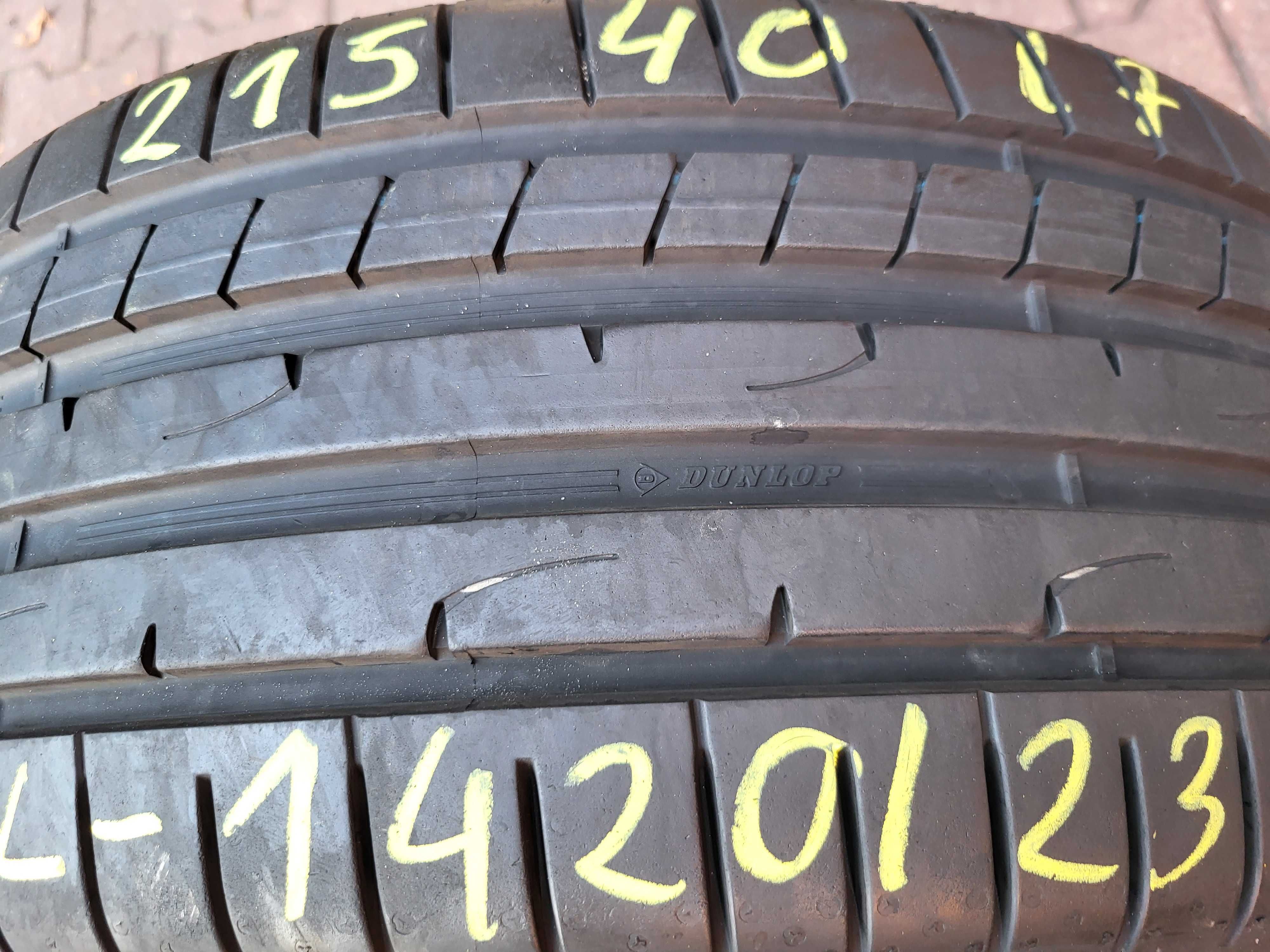 215/40r17 87Y (L1420/23)007 2szt 7mm Sp Sport Maxx RT2 DUNLOP LETNIE