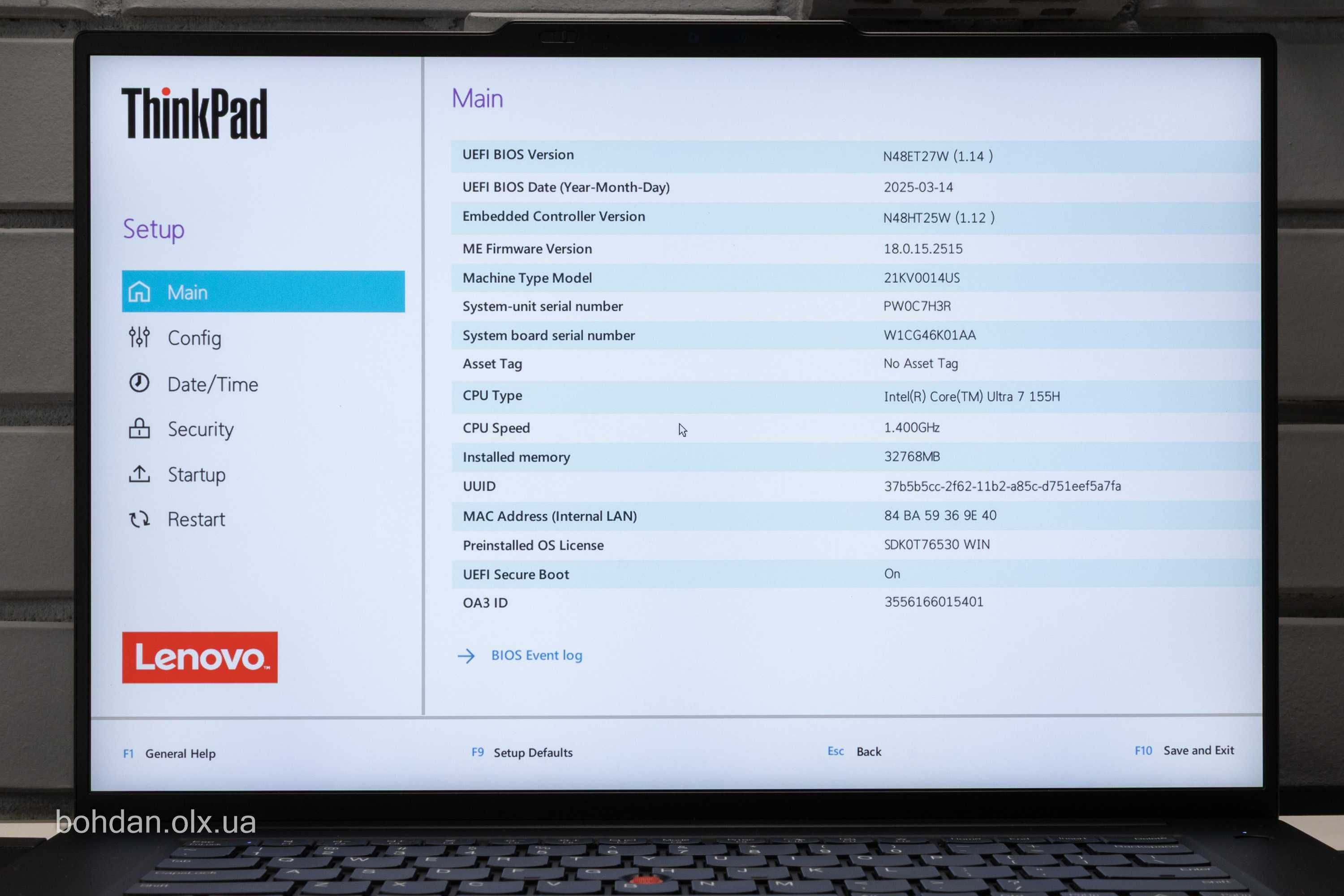 Lenovo ThinkPad P1 Gen 7 WQXGA-165Hz 155H RTX 2000 Ada 32GB 1TB W11Pro