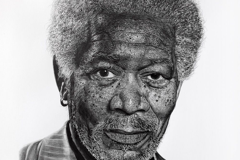 Desenho hiper realista - Morgan Freeman