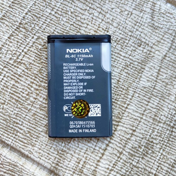Аккумулятор Nokia BL6C оригинал 100% (made in finland) батарея Нокиа