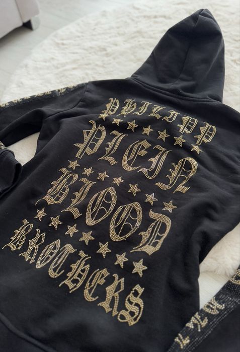 Bluza na rozpinanie z kapturem Philipp Plein Damska M złote cyrkonie