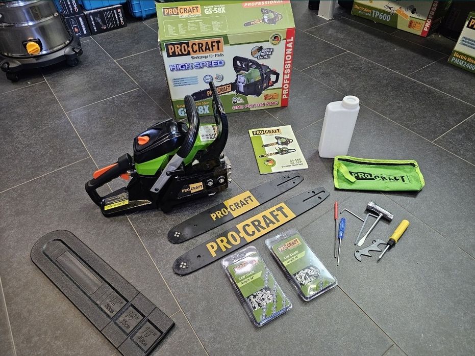 Бензопила Procraft 37сс 2 Шины +2 Цепи Пила Цепная Бензиновая GX-58x