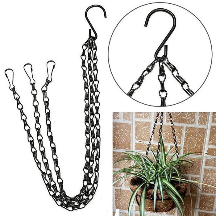 1 gancho + 3 correntes Suporte metálico cesto suspender vasos plantas