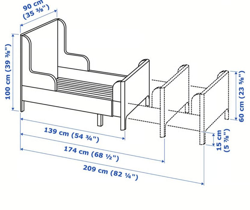 Łóżko Ikea Busunge różowe rozkładane,rośnie razem z dzieckiem
