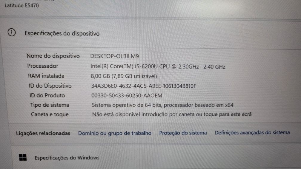 Dell 5470 / I5-6200U / 8gb / 128SSD