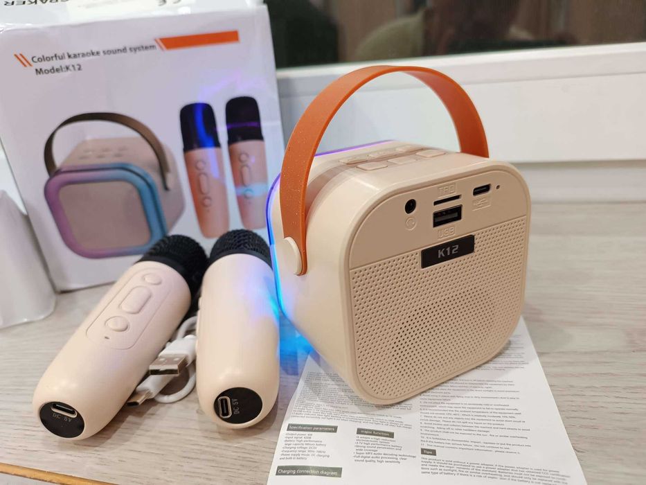 Караоке Бездротова колонка з 1  чи 2 мікрофонами с RGB підсвіткою НОВЕ