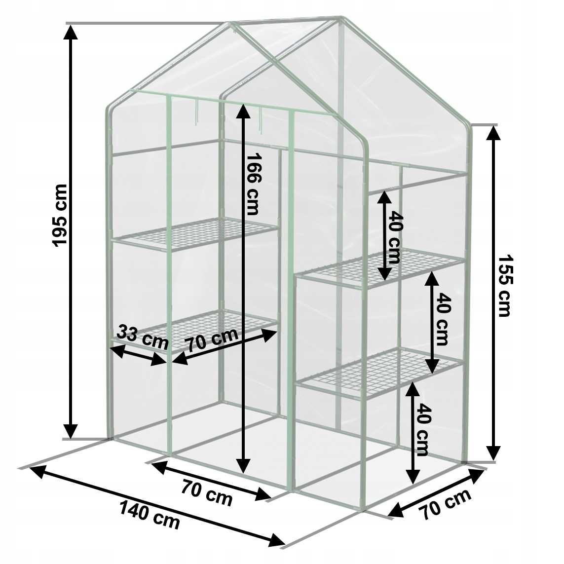 Mini Szklarnia Balkonowa 4 Półki 195x140x70 *WYSYŁKA 24H*