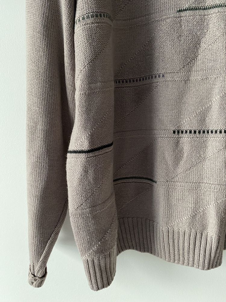 Szary welniany sweter vintage oversize meski styl
