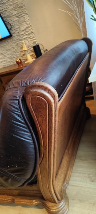 Kanapa firmy Kler dwuosobowa ze skóry naturalnej docieranej rękodzi