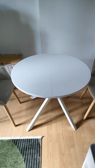Stół IKEA GRANSTORP rozkładany biały 90/120x90 cm i fotele JYSK Adslev