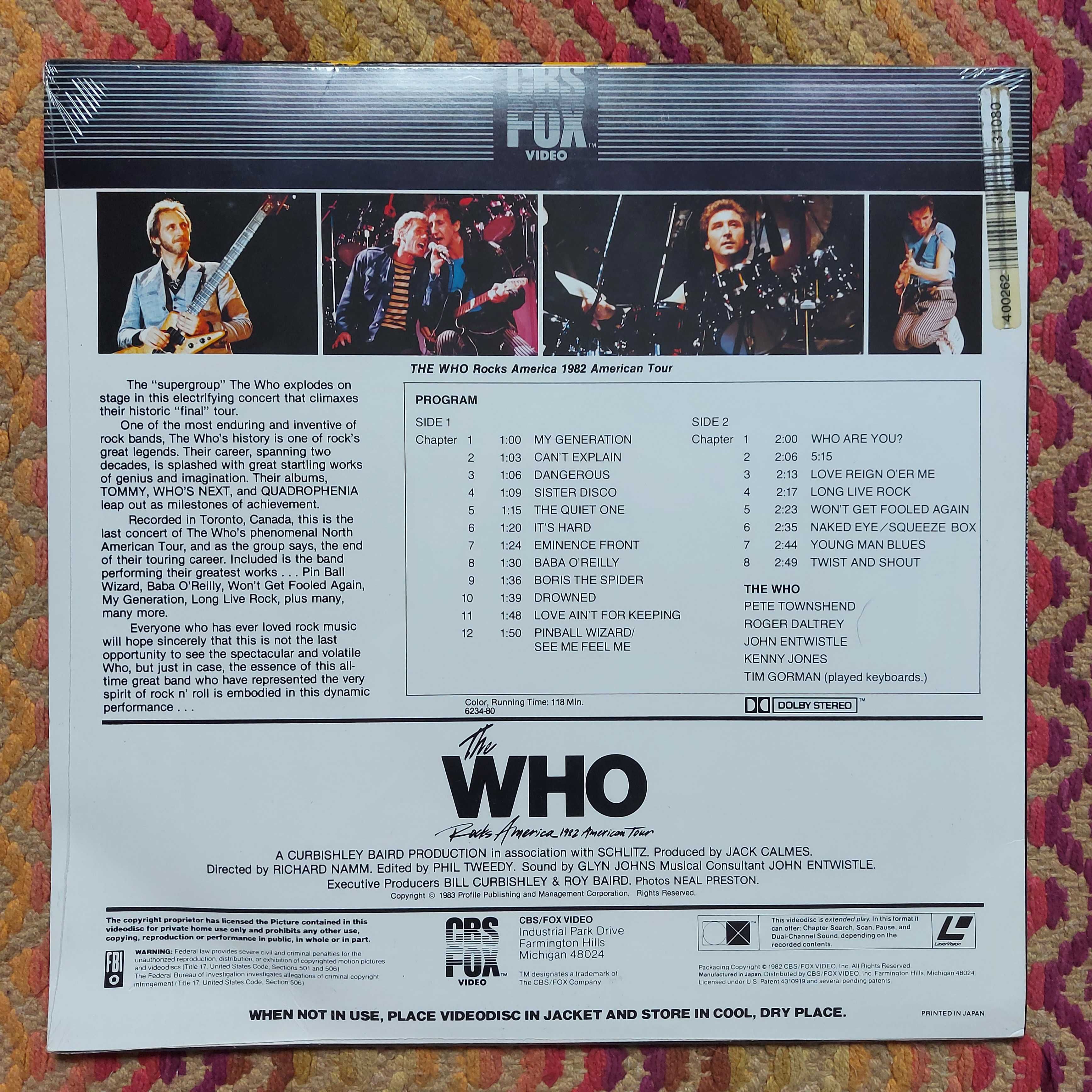 Laserdisc The Who: Rocks America  1982  US  ( NOWY )