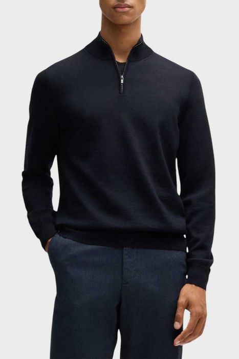 Чоловіча кофта/джемпер темно-синій шерсть 100% HUGO BOSS (size S)