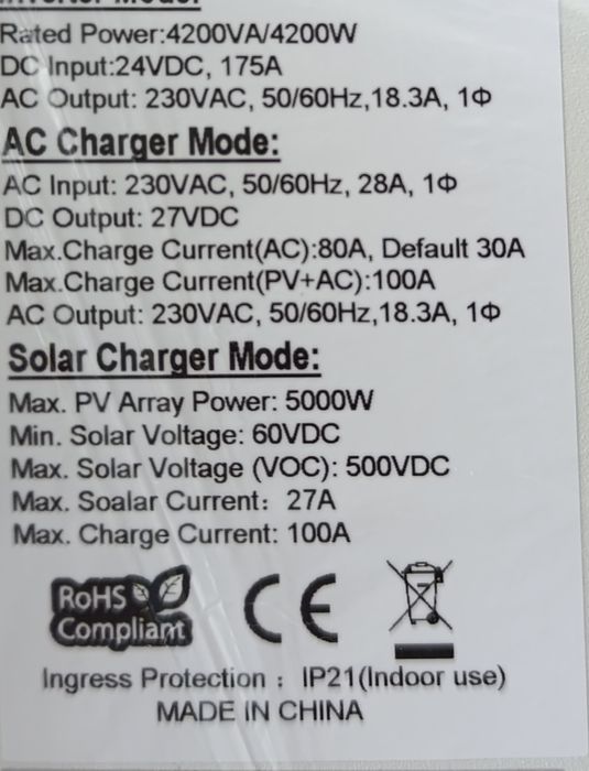 Falownik Inwerter Anenji off grid 4.2kW 24v wifi gwar 12m