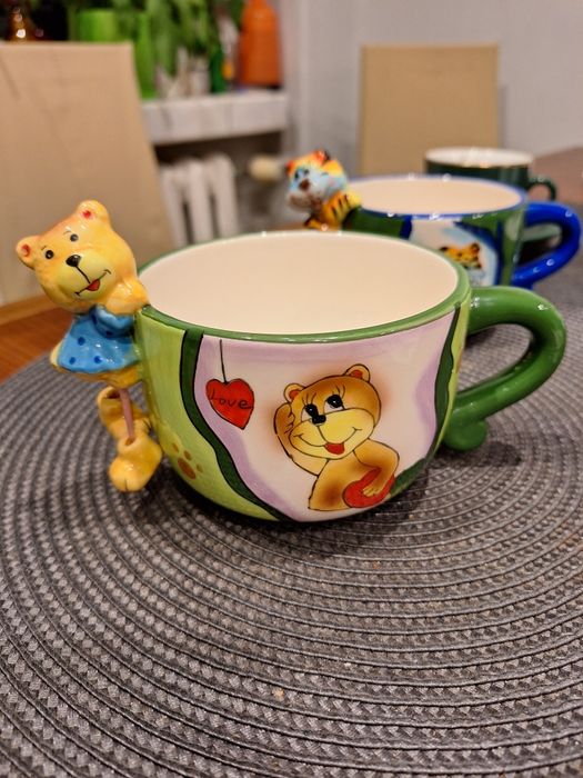 Dwa Kubki ceramiczne ręcznie malowane