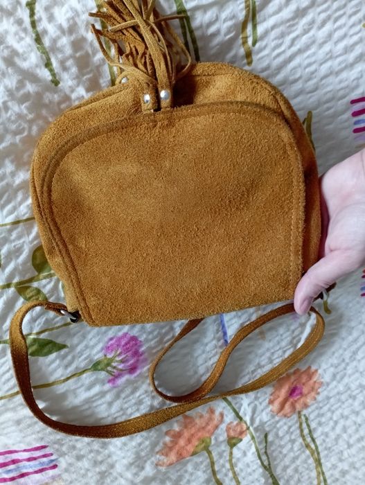 Torebka skóra zamszowa miodowa