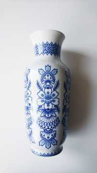 Przepiękny, duży niespotykany wazon niemiecki w kobaltowe wzory
