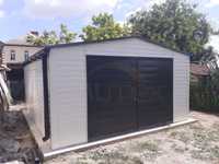 Garaż blaszany 4,5×6×2,5 - RAL 9010 biały, dach dwuspadowy