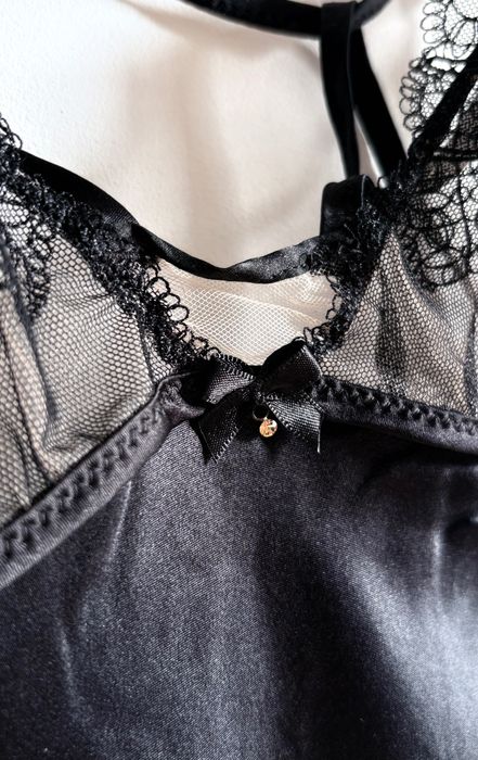 Jedwab Intimissimi jedwabna halka koszula nocna czarna seksowna basic