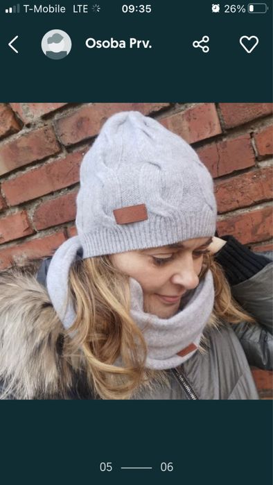 Szara czapka kaszmir merynos nowa ciepla welna