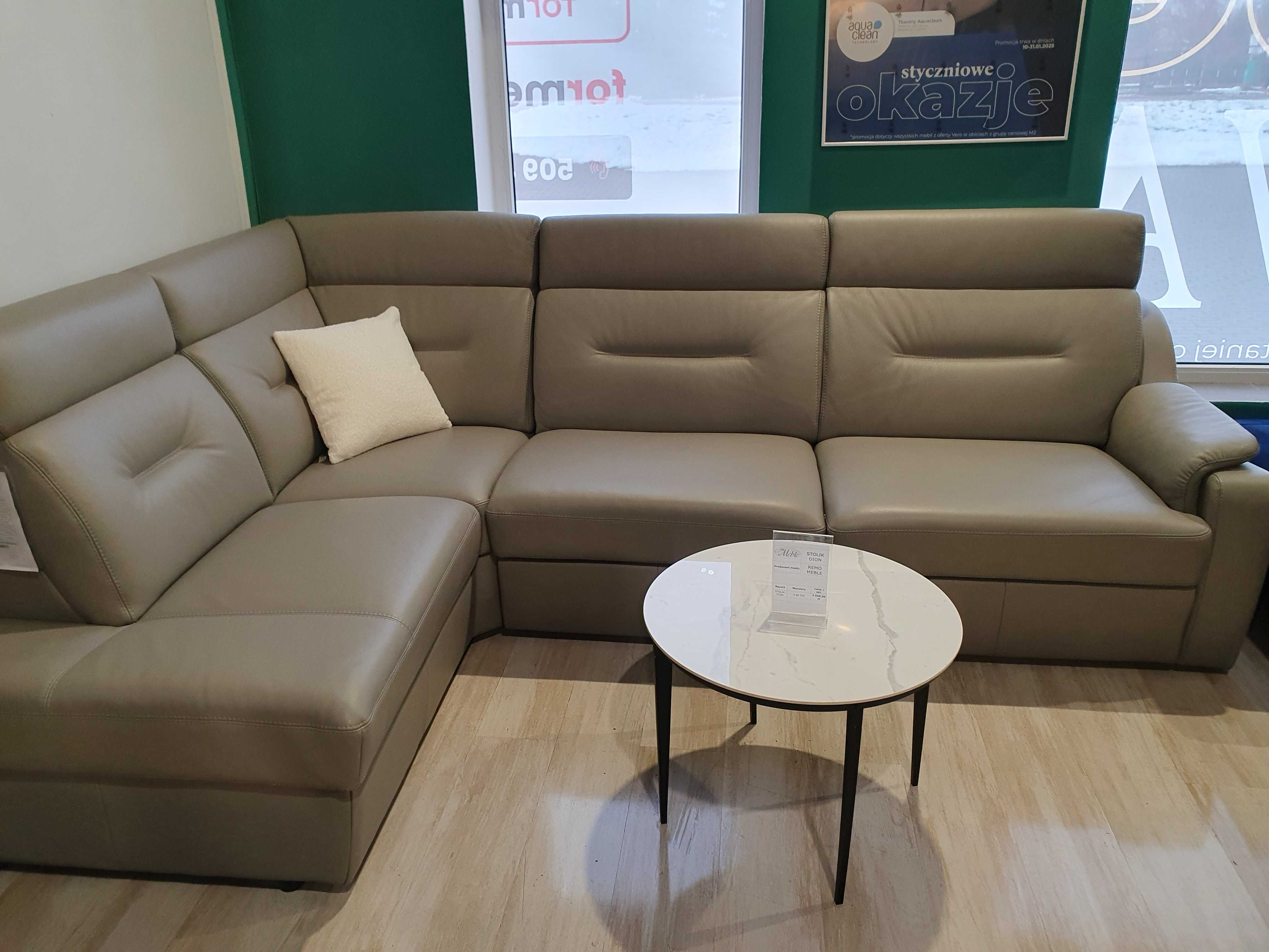 PAPAVERO NAROŻNIK z funkcją spania skórzany-VERO Promocja 20%