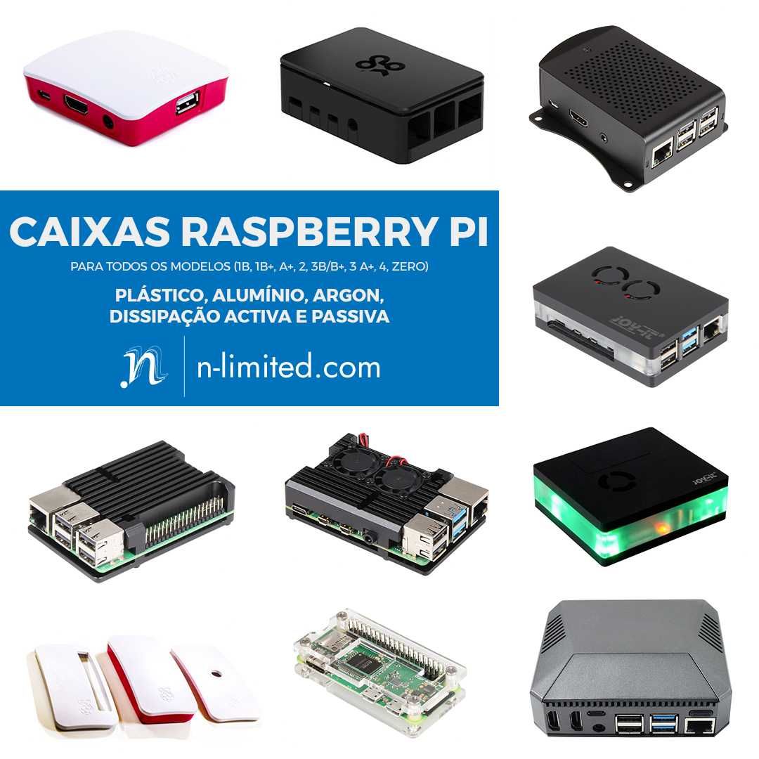 Caixas Raspberry Pi dissipador + ventoinha (1, 2, 3, 4, 5, Zero)