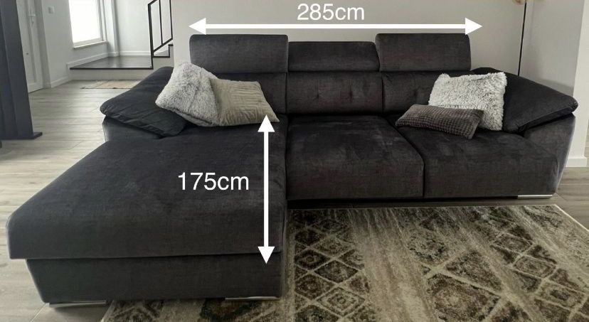 Sofa picoto chaiselong cinzento