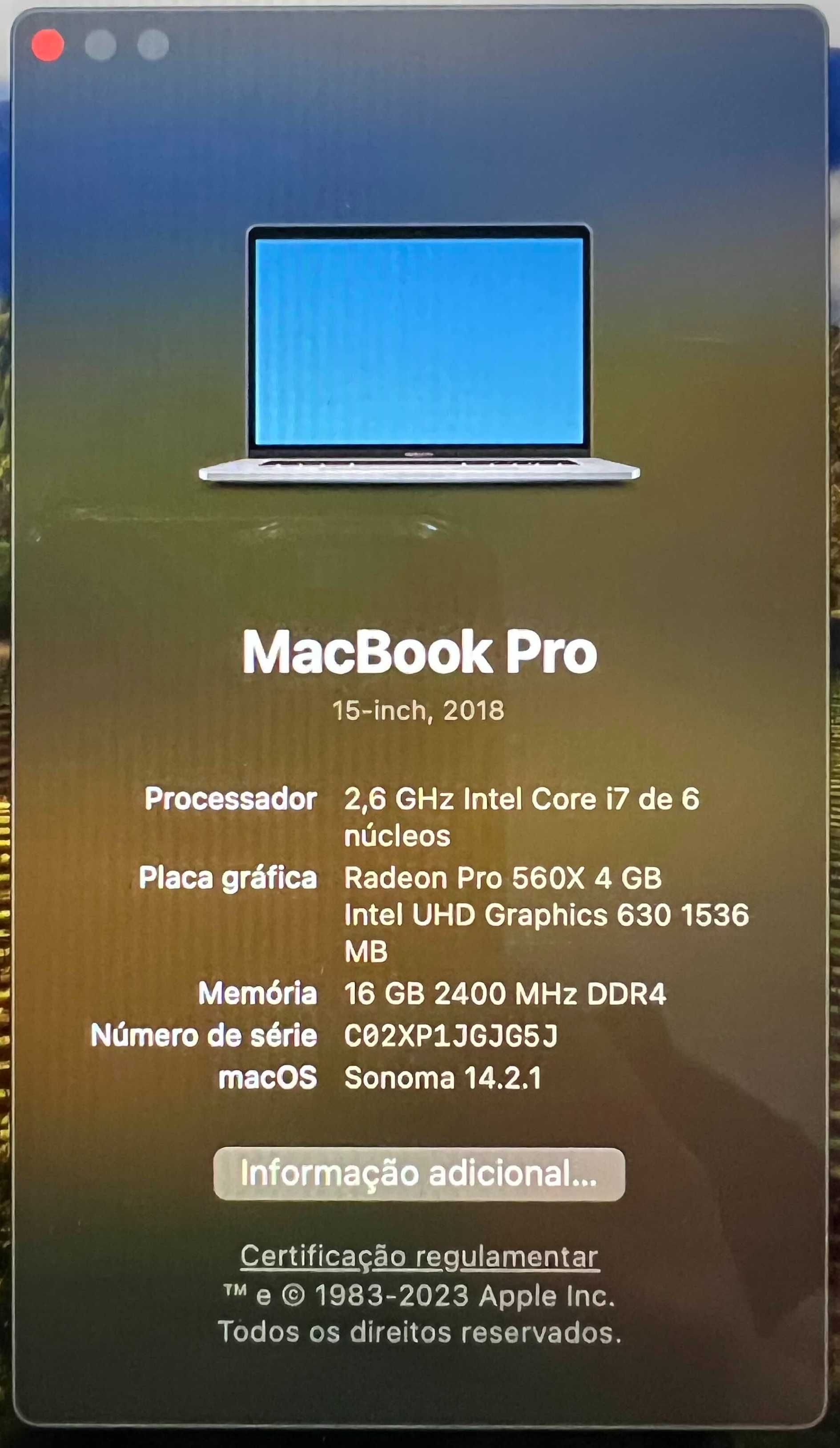MacBook Pro 15'' (2018 | i7 2.6GHz | 16 GB RAM | 512GB SSD)